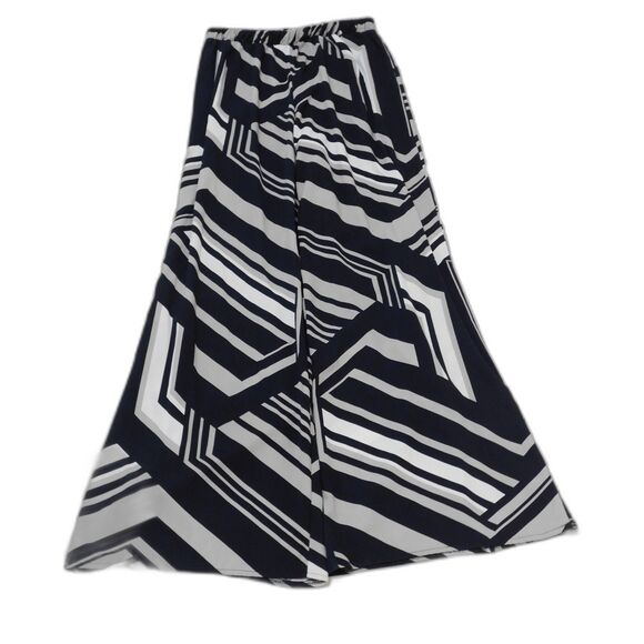 Trendy Woman's Palazzo Pants Size L A'Gaic Geometric Drapey Wide Legs Retro - Picture 2 of 6